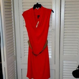 New Directions Cowl Neck Belted Dress